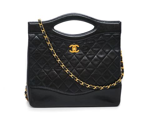 chanel tote bag black white|chanel 31 large shopping bag.